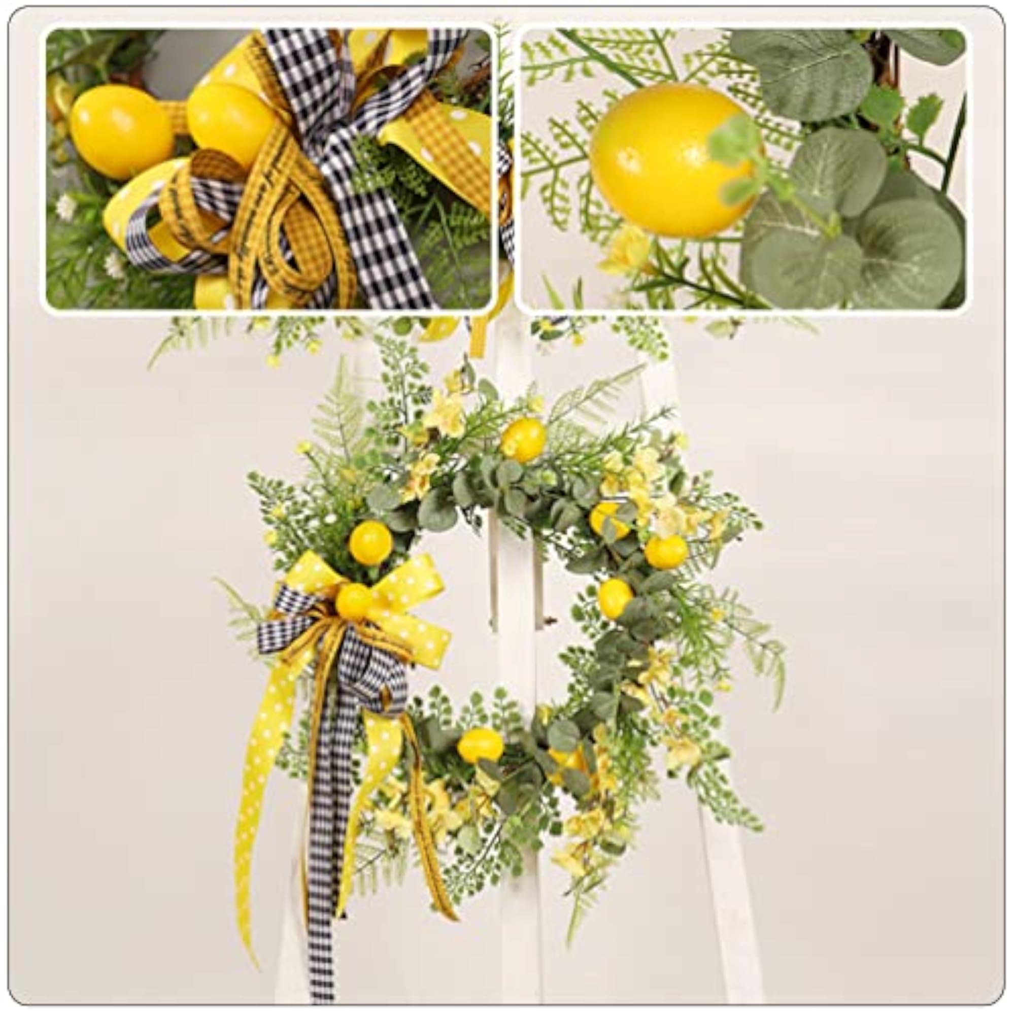 Artificial Lemon Wreath Spring Summer Fruit Wreath